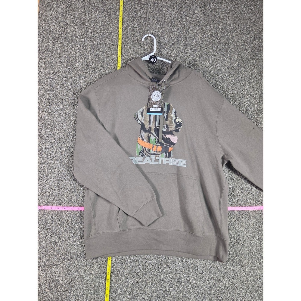 Realtree Hoodie Mens Large Taupe RT Good Boy Dog Graphic Sweatshirt 16903 NWT